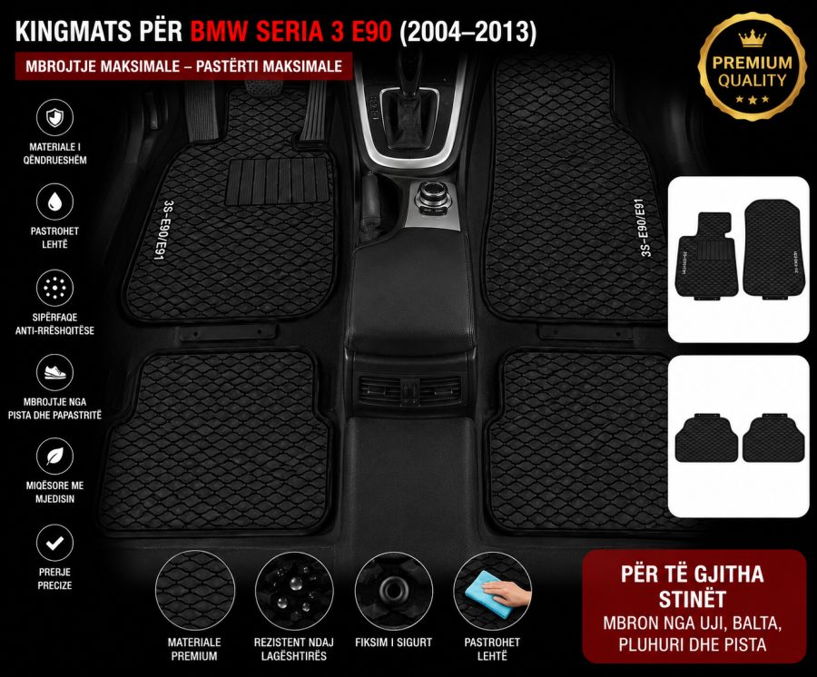 [Floor-Mats] KingMats mbulesat e dyshemesë për BMW Seria 3 E90 (2004–2013) –