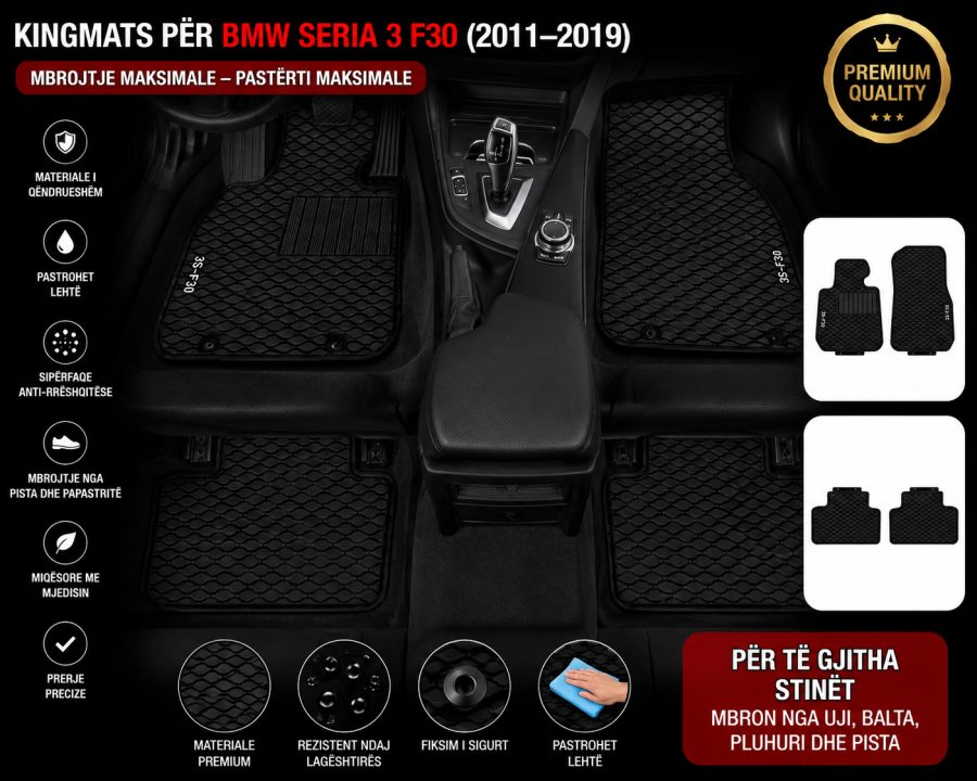 [Floor-Mats] KingMats Mbulesat e dyshemesë për BMW Seria 3 F30 (2011–2019) –