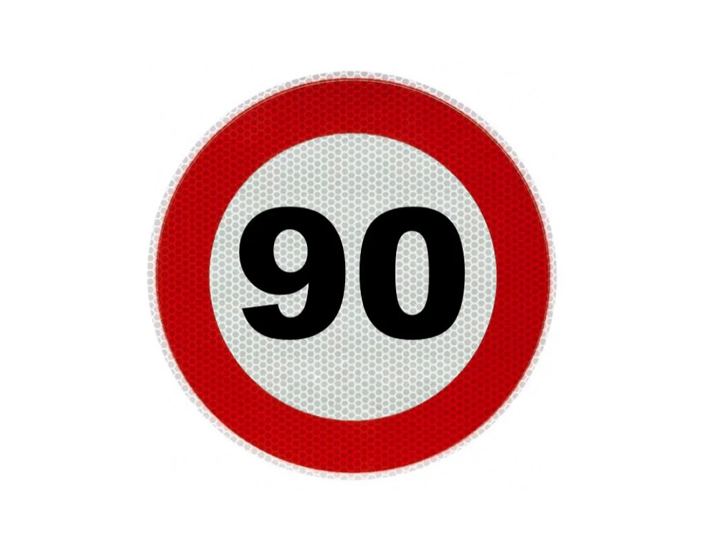 Stiker: kufi shpejtësie 90 km/h – 138 mm – WC-171262