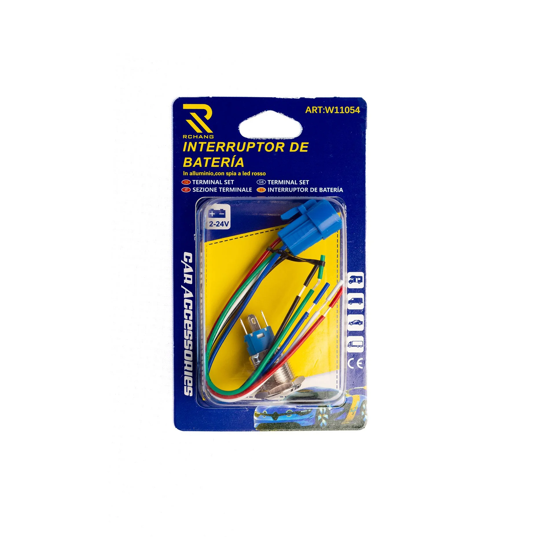 Çelës me buton shtypës metalik 16 mm me LED –